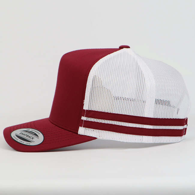 6507 Striped Trucker Maroon/White