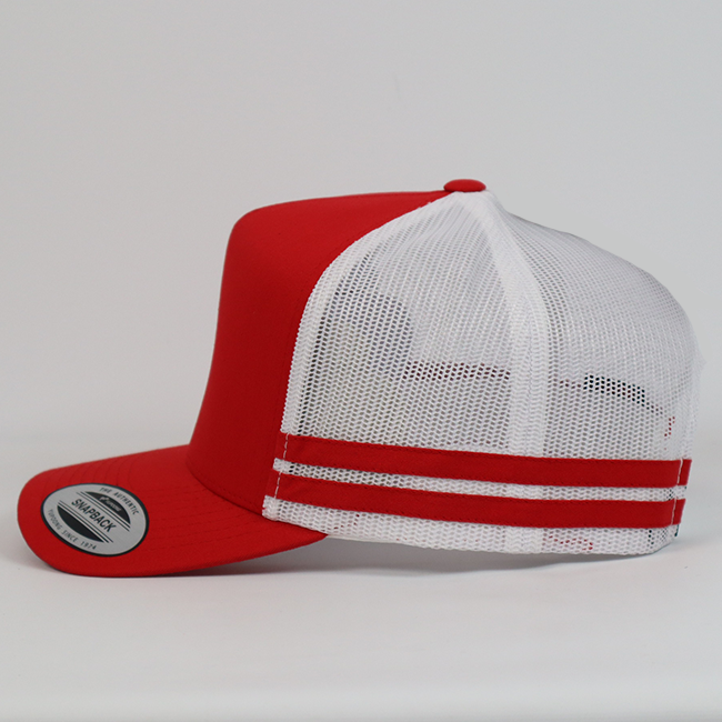 6507 Striped Trucker Red/White