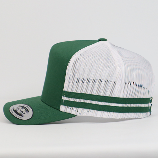 6507 Striped Trucker Evergreen/White