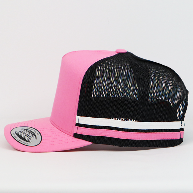 6507 Striped Trucker Pink/Black